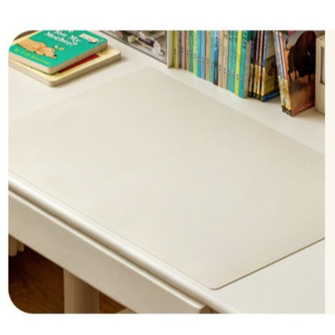 Poplar Solid Wood Study Table and Writing Desk White Cream for Kids Durable Double Drawer Organizer