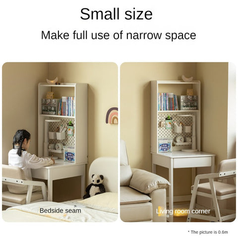 Rubber Wood Solid Wood White Childrens Study Desk Cream Finish Durable Writing Table for Bedroom or Living Room