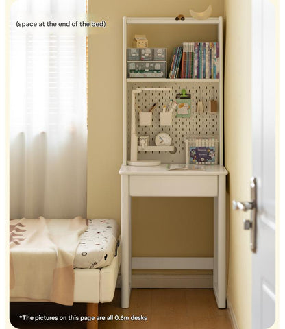 Rubber Wood Solid Wood White Childrens Study Desk Cream Finish Durable Writing Table for Bedroom or Living Room