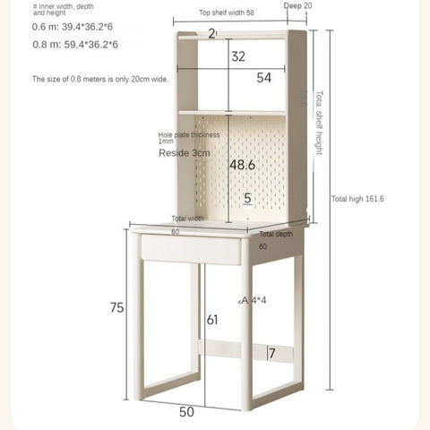 Rubber Wood Solid Wood White Childrens Study Desk Cream Finish Durable Writing Table for Bedroom or Living Room