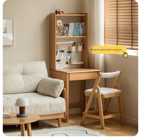 Rubber Wood Solid Wood White Childrens Study Desk Cream Finish Durable Writing Table for Bedroom or Living Room