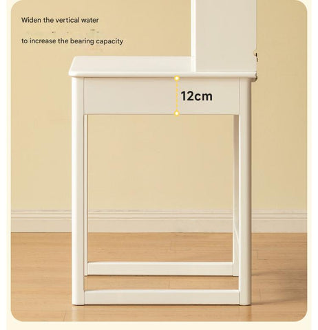 Rubber Wood Solid Wood White Childrens Study Desk Cream Finish Durable Writing Table for Bedroom or Living Room