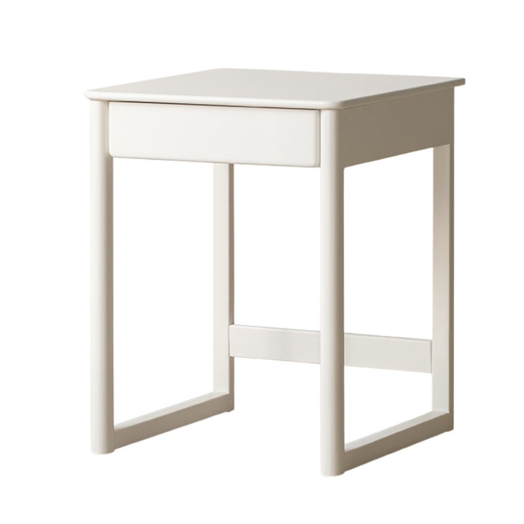 Rubber Wood Solid Wood White Childrens Study Desk Cream Finish Durable Writing Table for Bedroom or Living Room