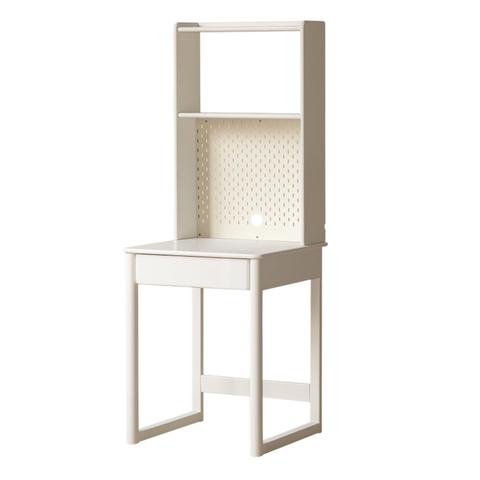 Rubber Wood Solid Wood White Childrens Study Desk Cream Finish Durable Writing Table for Bedroom or Living Room