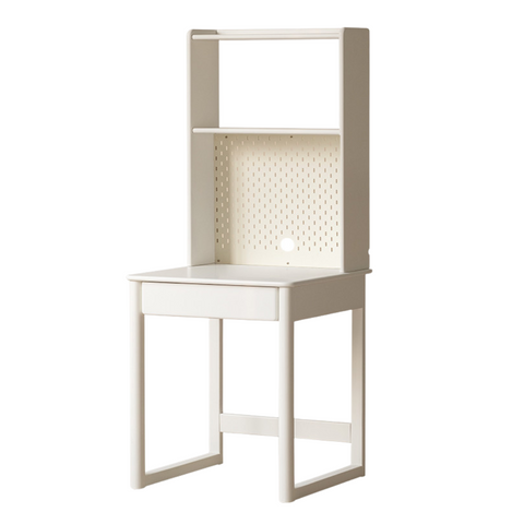 Rubber Wood Solid Wood White Childrens Study Desk Cream Finish Durable Writing Table for Bedroom or Living Room