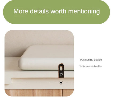 Poplar Solid Wood Cream Retractable Double Desk for Children Student Study Table with Storage