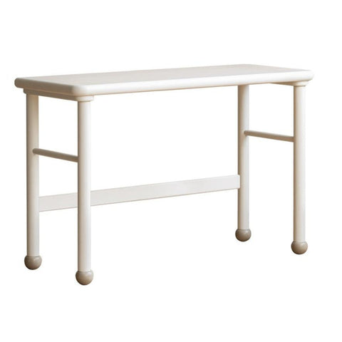 Poplar Solid Wood Cream Retractable Double Desk for Children Student Study Table with Storage