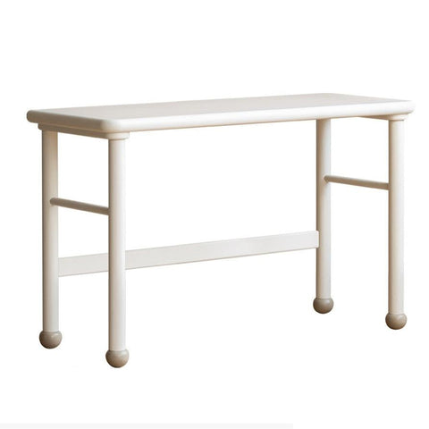 Poplar Solid Wood Cream Retractable Double Desk for Children Student Study Table with Storage
