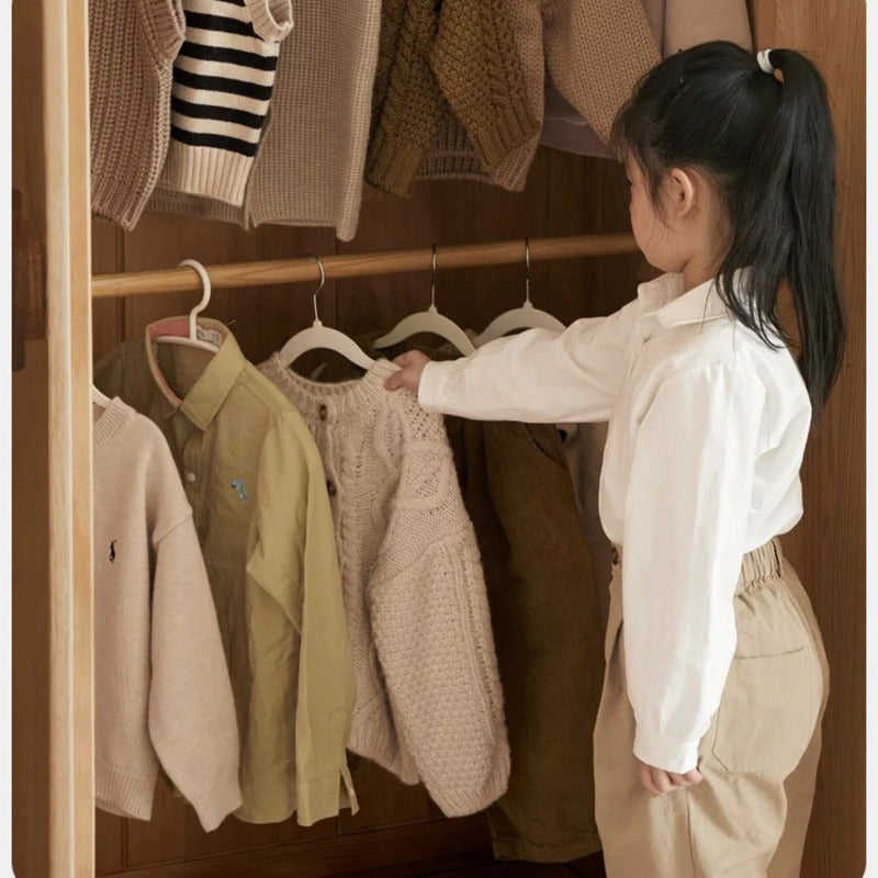 Oak Solid Wood Kids Wardrobe And Bookcase Combination