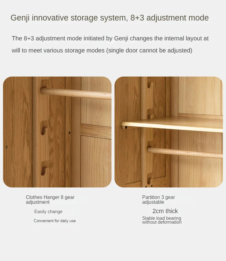 Oak Solid Wood Kids Wardrobe And Bookcase Combination