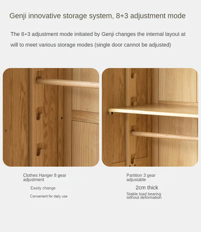 Oak Solid Wood Kids Wardrobe And Bookcase Combination