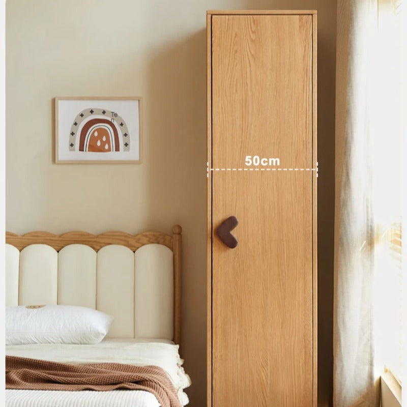 Oak Solid Wood Kids Wardrobe And Bookcase Combination