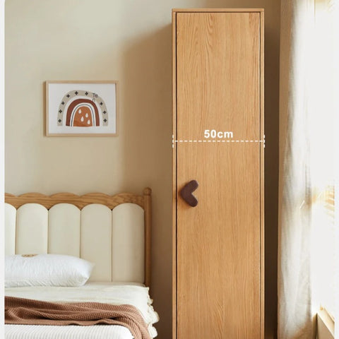 Oak Solid Wood Kids Wardrobe And Bookcase Combination
