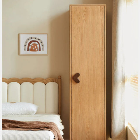 Oak Solid Wood Kids Wardrobe And Bookcase Combination