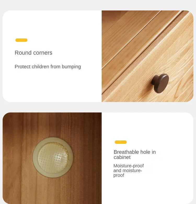 Oak Solid Wood Kids Wardrobe And Bookcase Combination