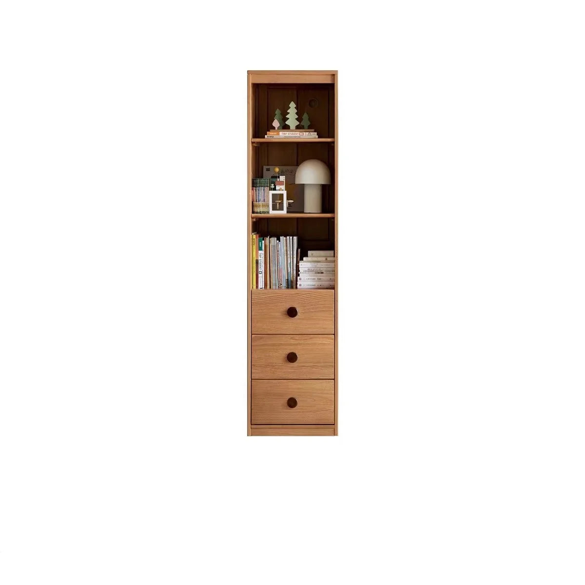 Oak Solid Wood Kids Wardrobe And Bookcase Combination