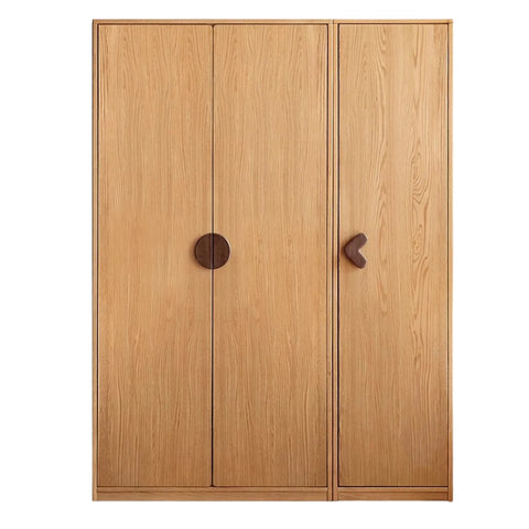 Oak Solid Wood Kids Wardrobe And Bookcase Combination