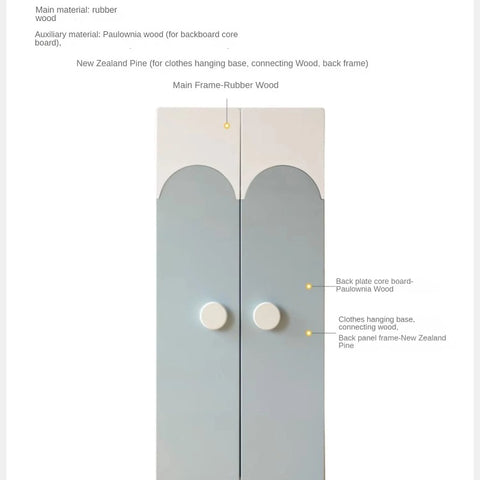 Solid Rubberwood Kids Wardrobe.