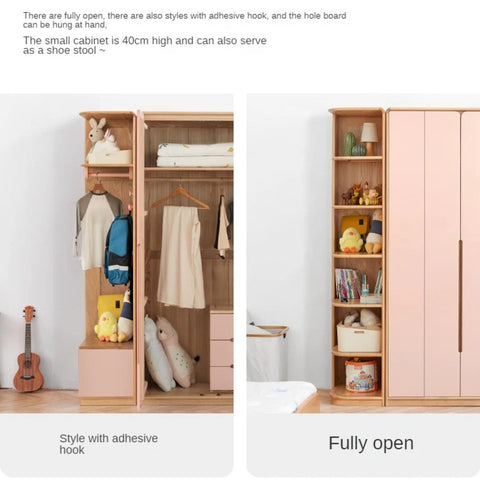 Beech Solid Wood Kids Wardrobe