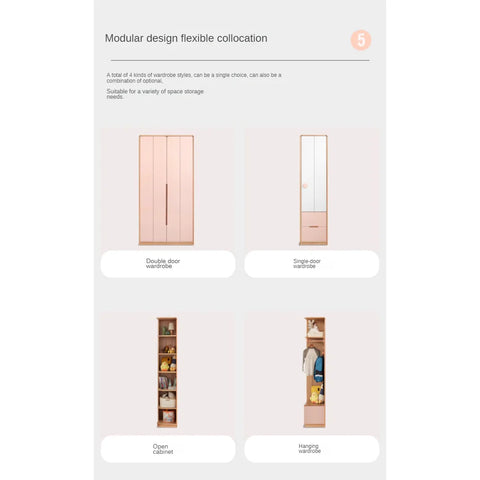 Beech Solid Wood Kids Wardrobe