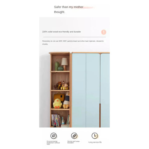 Beech Solid Wood Kids Wardrobe