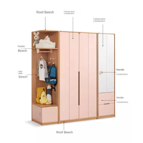 Beech Solid Wood Kids Wardrobe