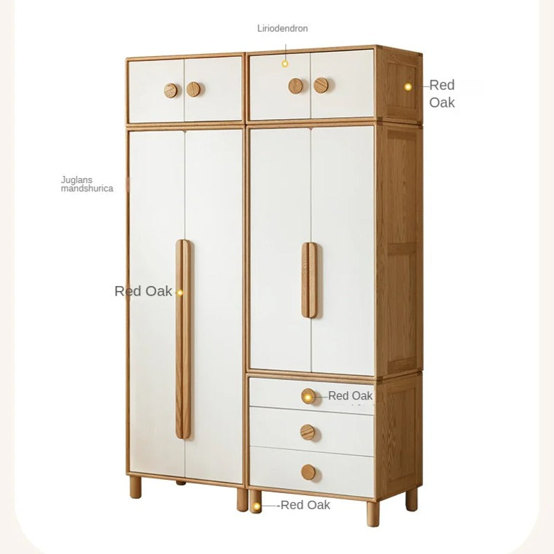 Oak Solid Wood Kids Wardrobe