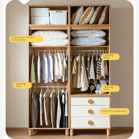 Oak Solid Wood Kids Wardrobe
