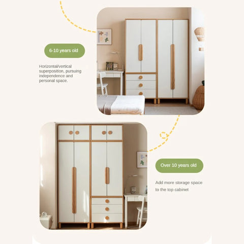 Oak Solid Wood Kids Wardrobe