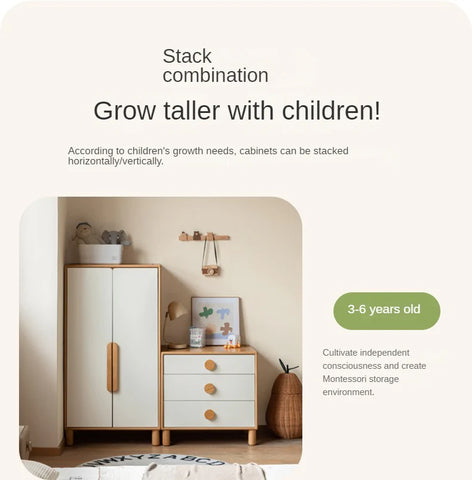 Oak Solid Wood Kids Wardrobe