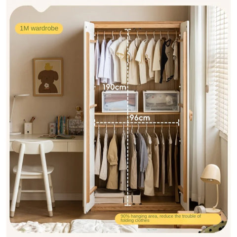 Oak Solid Wood Kids Wardrobe Combination