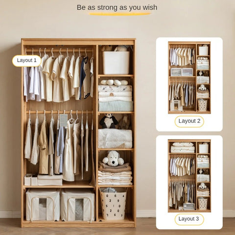 Oak Solid Wood Kids Wardrobe Combination