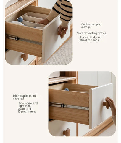 Oak Solid Wood Kids Wardrobe Combination