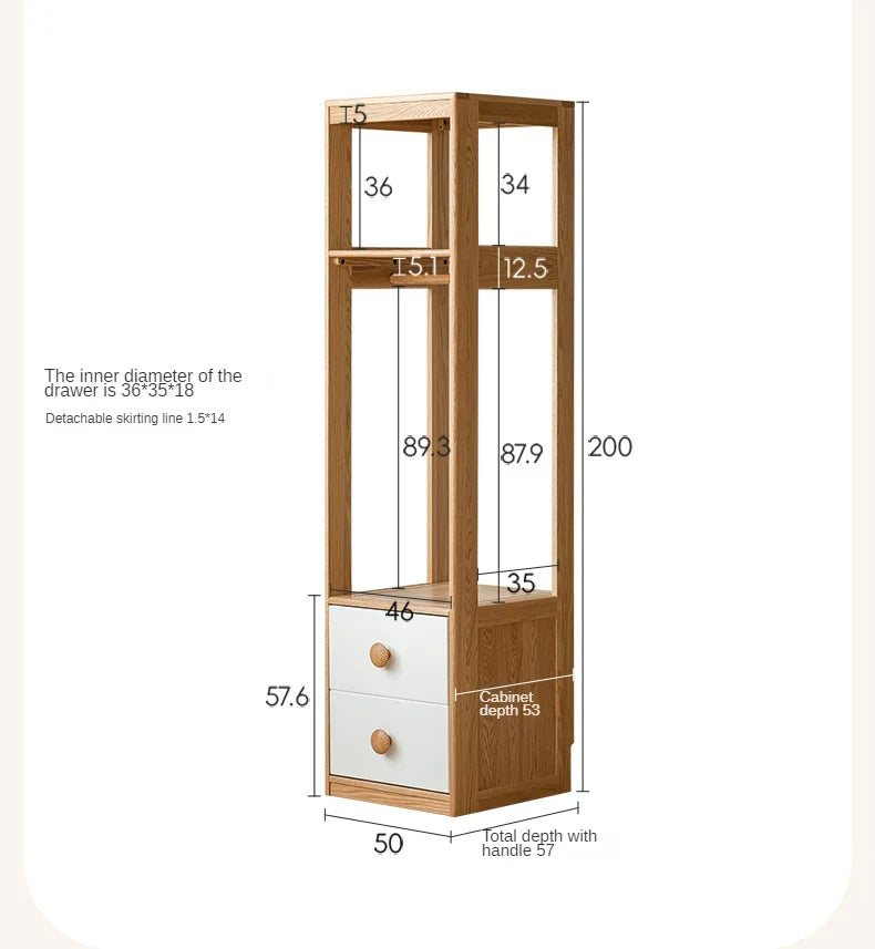 Oak Solid Wood Kids Wardrobe Combination