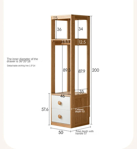 Oak Solid Wood Kids Wardrobe Combination