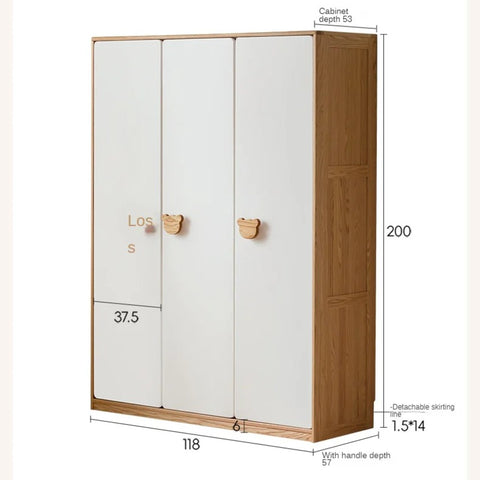 Oak Solid Wood Kids Wardrobe Combination