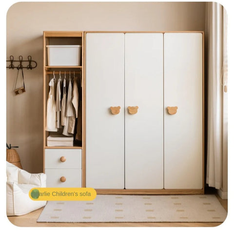 Oak Solid Wood Kids Wardrobe Combination