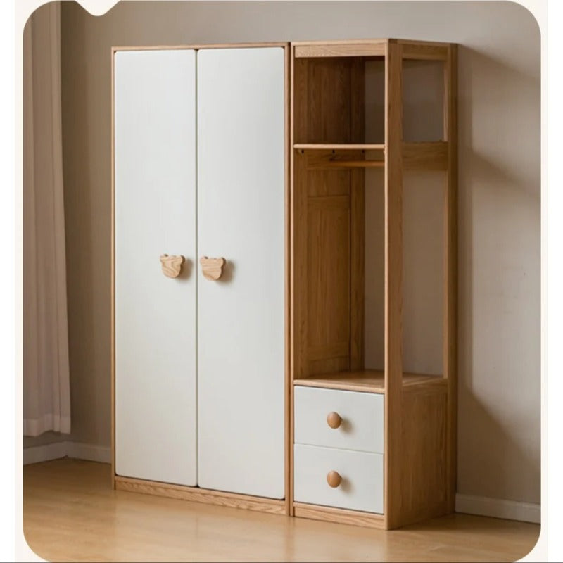 Oak Solid Wood Kids Wardrobe Combination