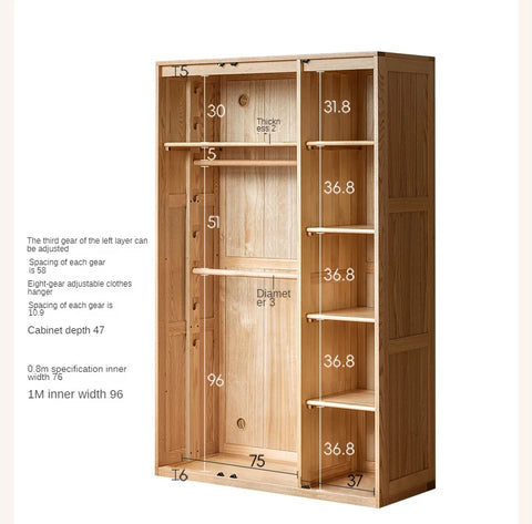 Oak Solid Wood Kids Wardrobe Combination