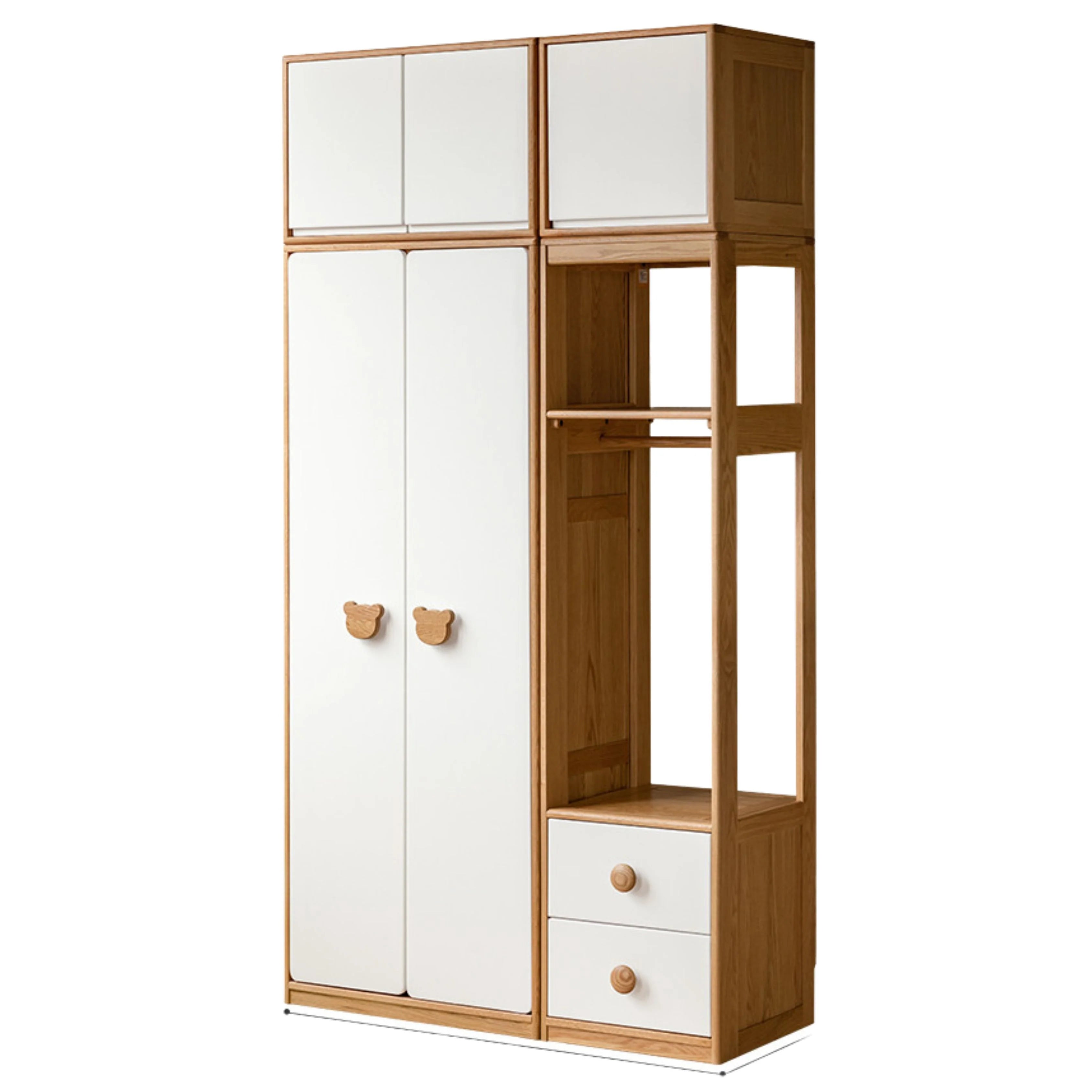 Oak Solid Wood Kids Wardrobe Combination