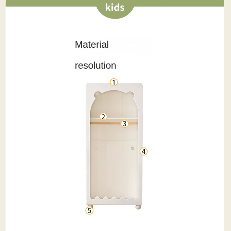 Solid Rubberwood Cream Style Kids Wardrobe