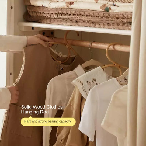 Solid Rubberwood Cream Style Kids Wardrobe