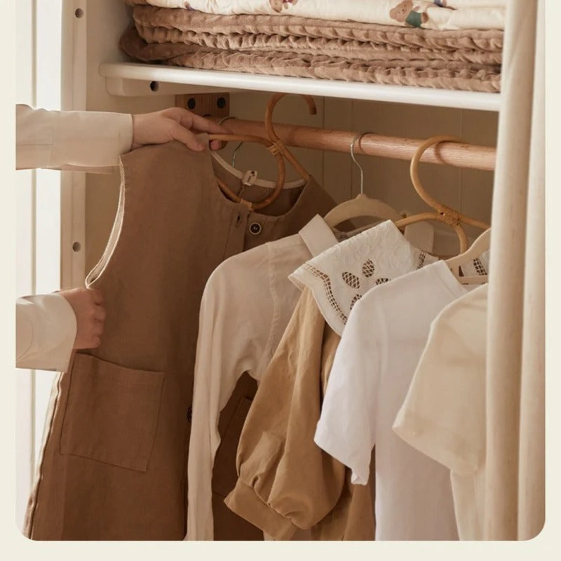 Solid Rubberwood Cream Style Kids Wardrobe