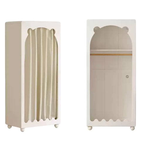 Solid Rubberwood Cream Style Kids Wardrobe