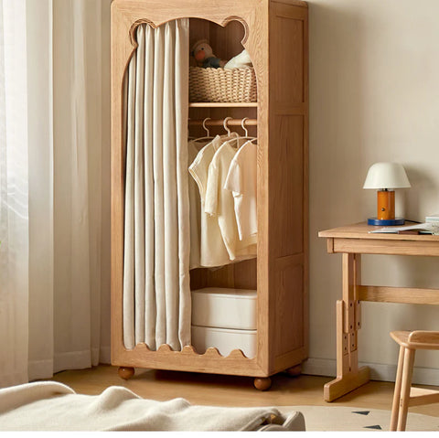 Beech Solid Wood Kids Wardrobe.