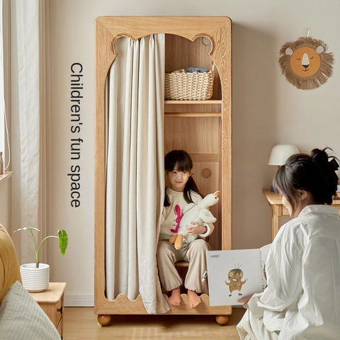 Beech Solid Wood Kids Wardrobe.