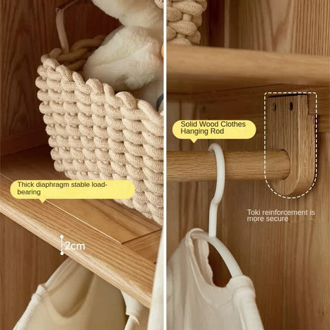 Beech Solid Wood Kids Wardrobe.