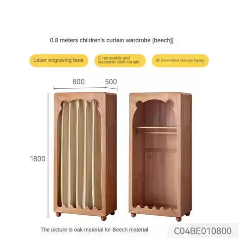 Beech Solid Wood Kids Wardrobe.