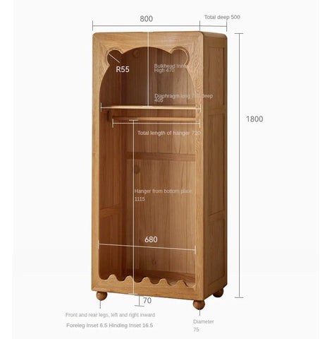 Beech Solid Wood Kids Wardrobe.