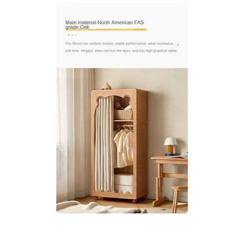 Beech Solid Wood Kids Wardrobe.